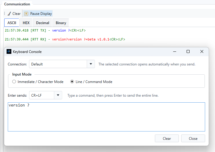 Serial Flux Keyboard Console sending a complete line when Enter is pressed