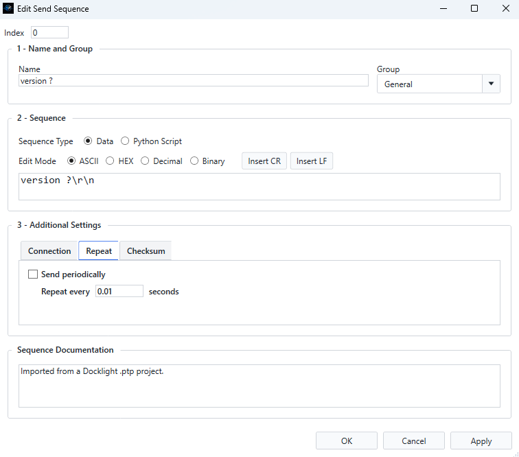 Serial Flux periodic send screenshot