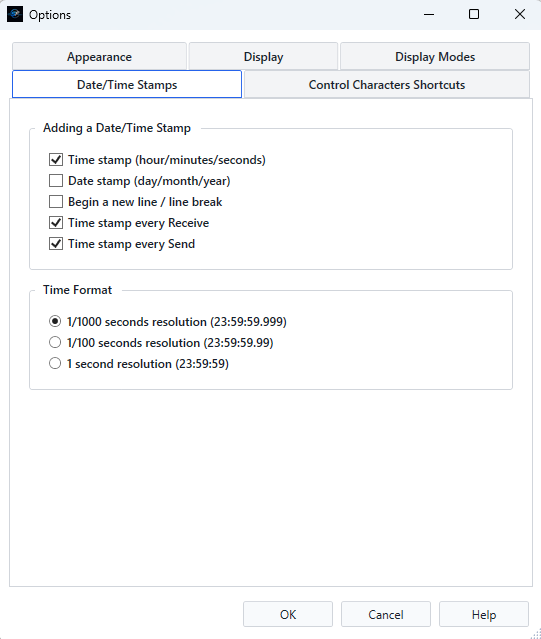 Serial Flux timestamping screenshot